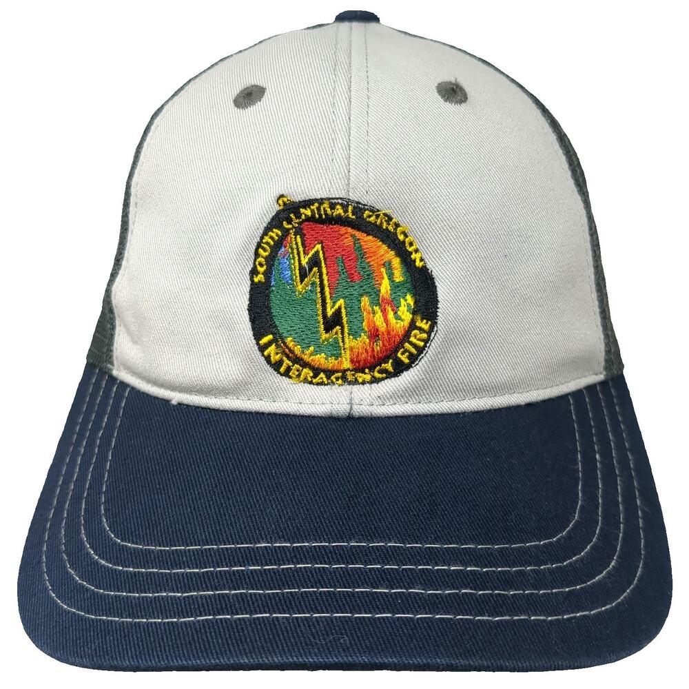 District Trucker Hat White Blue One Size Mesh Snapback Oregon Interagency Fire